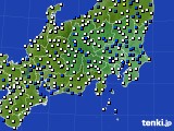 関東・甲信地方のアメダス実況(風向・風速)(2015年10月08日)