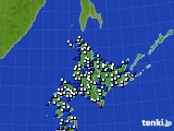 北海道地方のアメダス実況(風向・風速)(2015年10月09日)