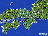 2015年10月09日の近畿地方のアメダス(風向・風速)