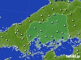 2015年10月09日の広島県のアメダス(風向・風速)