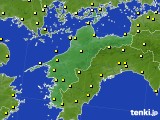 2015年10月10日の愛媛県のアメダス(気温)