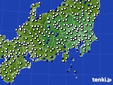 関東・甲信地方のアメダス実況(風向・風速)(2015年10月12日)