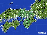 2015年10月12日の近畿地方のアメダス(風向・風速)