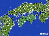 2015年10月12日の四国地方のアメダス(風向・風速)