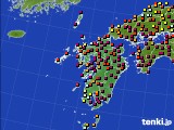2015年10月13日の九州地方のアメダス(日照時間)