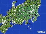 関東・甲信地方のアメダス実況(風向・風速)(2015年10月14日)