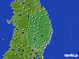 2015年10月14日の岩手県のアメダス(風向・風速)