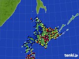 北海道地方のアメダス実況(日照時間)(2015年10月18日)