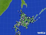 北海道地方のアメダス実況(風向・風速)(2015年10月18日)