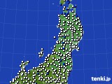 2015年10月18日の東北地方のアメダス(風向・風速)