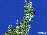 2015年10月19日の東北地方のアメダス(風向・風速)