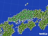 中国地方のアメダス実況(風向・風速)(2015年10月21日)