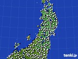 2015年10月24日の東北地方のアメダス(風向・風速)