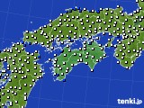 2015年10月24日の四国地方のアメダス(風向・風速)