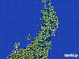 東北地方のアメダス実況(風向・風速)(2015年10月25日)