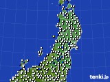 2015年10月29日の東北地方のアメダス(風向・風速)