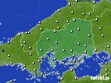 2015年10月31日の広島県のアメダス(風向・風速)