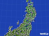 2015年11月11日の東北地方のアメダス(風向・風速)