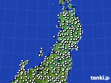 2015年11月14日の東北地方のアメダス(風向・風速)