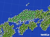 中国地方のアメダス実況(風向・風速)(2015年12月08日)