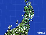 東北地方のアメダス実況(風向・風速)(2015年12月18日)