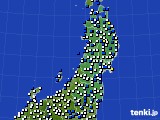 東北地方のアメダス実況(風向・風速)(2015年12月25日)