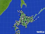 北海道地方のアメダス実況(風向・風速)(2016年01月01日)