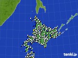 北海道地方のアメダス実況(風向・風速)(2016年01月03日)