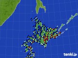 北海道地方のアメダス実況(日照時間)(2016年01月05日)