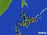 北海道地方のアメダス実況(日照時間)(2016年01月06日)