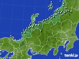 2016年01月08日の北陸地方のアメダス(降水量)