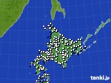 北海道地方のアメダス実況(風向・風速)(2016年01月08日)