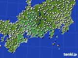 2016年01月08日の東海地方のアメダス(風向・風速)