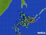 北海道地方のアメダス実況(日照時間)(2016年01月10日)