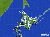 北海道地方のアメダス実況(風向・風速)(2016年01月10日)