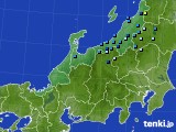 北陸地方のアメダス実況(積雪深)(2016年01月12日)