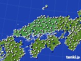 中国地方のアメダス実況(風向・風速)(2016年01月12日)