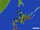 北海道地方のアメダス実況(日照時間)(2016年01月13日)