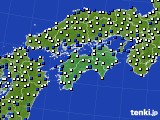 四国地方のアメダス実況(風向・風速)(2016年01月13日)