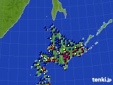 北海道地方のアメダス実況(日照時間)(2016年01月14日)