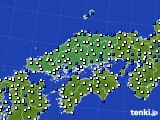 中国地方のアメダス実況(風向・風速)(2016年01月14日)