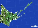 道東のアメダス実況(風向・風速)(2016年01月15日)