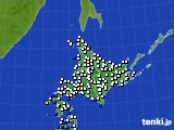 北海道地方のアメダス実況(風向・風速)(2016年01月16日)