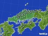 中国地方のアメダス実況(降水量)(2016年01月18日)