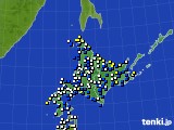 北海道地方のアメダス実況(風向・風速)(2016年01月20日)