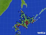 北海道地方のアメダス実況(日照時間)(2016年01月21日)
