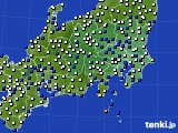 関東・甲信地方のアメダス実況(風向・風速)(2016年01月24日)