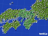 近畿地方のアメダス実況(風向・風速)(2016年01月25日)