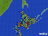 北海道地方のアメダス実況(日照時間)(2016年02月01日)
