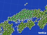 中国地方のアメダス実況(風向・風速)(2016年02月03日)